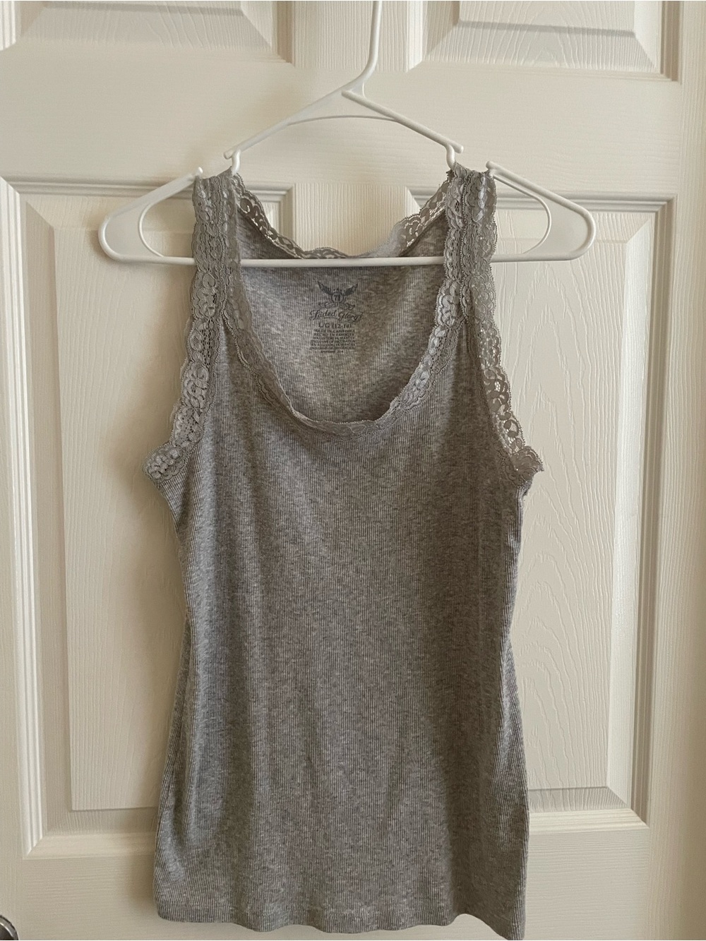 Faded Glory Gray Lace-Trim Tank Top